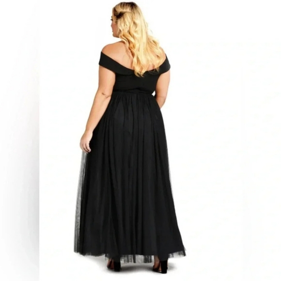 City Chic Rippled Tulle onyx maxi dress size - Picture 5 of 7